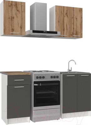 Кухонный гарнитур НК Мебель Ника 1 L / 76144500 (графит/дуб вотан)