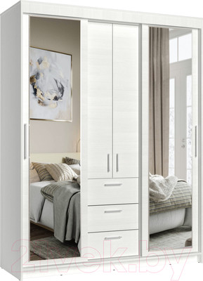 Шкаф-купе Евва Престиж 170 BB.2 / ПР-4D2Z3S (белый)