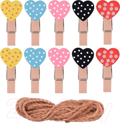 Набор прищепок декоративных Мультидом Сердечки / VL75-120 (10шт)