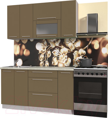 Кухонный гарнитур Interline Мила Пластик 1.5 В (капучино глянец/опал светлый)