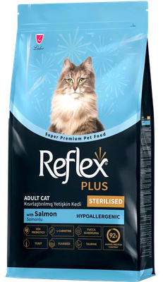 Сухой корм для кошек Reflex Plus Для стерилизованных кошек с лососем (8кг)