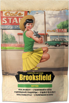 Влажный корм для кошек Brooksfield Kitten Veal для котят телятина в соусе / 5657000 (85г)