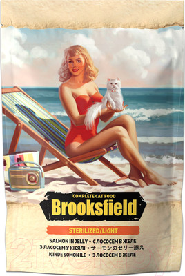Влажный корм для кошек Brooksfield Sterilized/Light Cat Salmon Лосось в желе / 5657005 (85г)