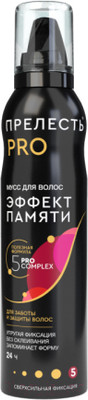Мусс для укладки волос Прелесть Professional Эффект памяти Сверхсильной фиксации  (160мл)
