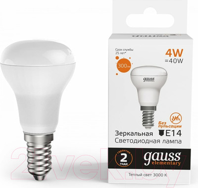 Лампа Gauss Elementary E14 4W 3000К / 63114