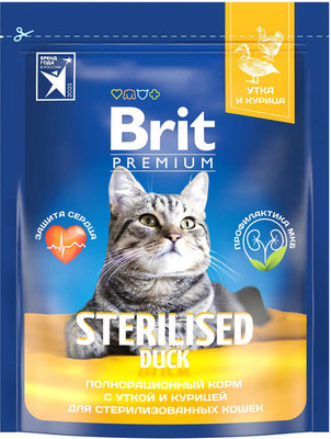 Сухой корм для кошек Brit Premium Cat Sterilized Duck & Chicken / 5049318 (400г)