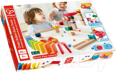 Конструктор кинетический Hape Съезд шариков с домино / E1102_HP