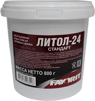 Смазка техническая Favorit Литол-24 Стандарт Metal / 57504 (800г)