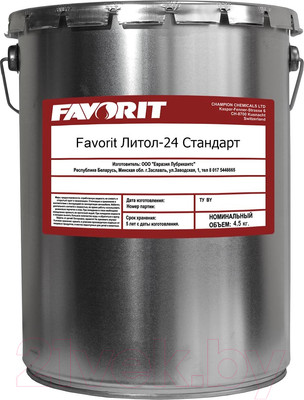 Смазка техническая Favorit Литол-24 Стандарт Metal / 57505 (4.5кг)