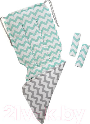 Вкладыш для коляски Топотушки Зиг-заг универсальный / 33/11 (серый/мятный)