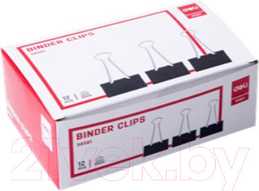 Зажим для бумаги Deli 38561 (12шт, черный)