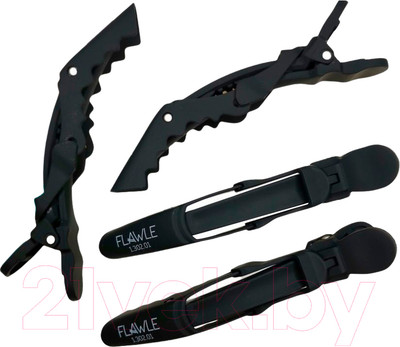 Набор зажимов для волос Flawle Rubberized 1.302.01 (черный)