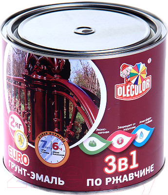 Грунт-эмаль Olecolor По ржавчине RAL 3020 (2кг, красный)