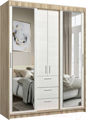 Шкаф-купе Евва 170 SB.2 / ПР-4D2Z3S (дуб сонома/бодега белый)