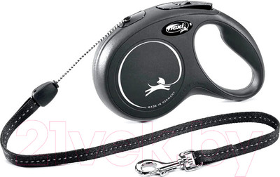 Поводок-рулетка Flexi New Classic трос 8м / 22726 (S, черный)