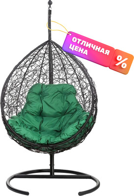 Кресло подвесное BiGarden Tropica Black (зеленая подушка)