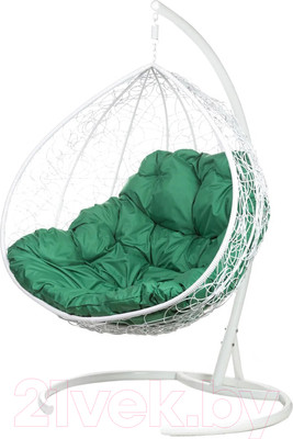 Кресло подвесное BiGarden Gemini White (двойной, зеленая подушка)