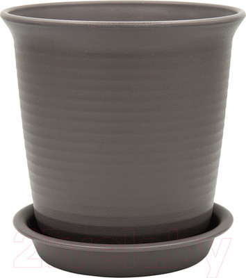 Вазон BOTANICA Cycle + поддон (18.5x19см, серый/коричневый)