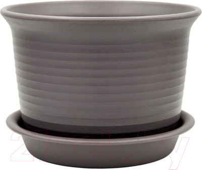 Вазон BOTANICA Cycle + поддон (11x7.5см, серый/коричневый)