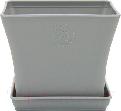 Кашпо BOTANICA Blok + поддон (12x10см, серый)