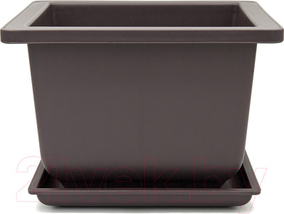 Вазон BOTANICA Bonsai + поддон (17x17x12см, коричневый)