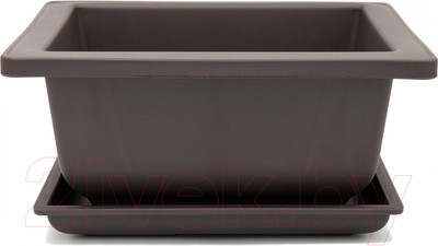 Вазон BOTANICA Bonsai + поддон (16.5x16.5x8см, коричневый)