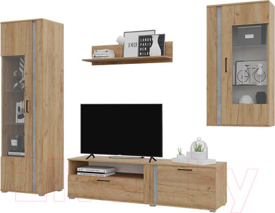 Горка для гостиной Горизонт Мебель Омега (крафт золотой/бетон)