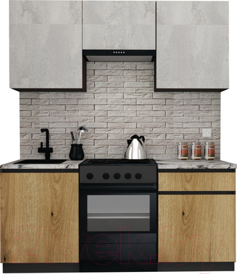 Кухонный гарнитур ВерсоМебель Эко-8 1.8 (бетонный камень/дуб эвок прибрежный/ст.альберика)