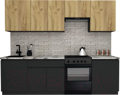 Кухонный гарнитур ВерсоМебель Эко-8 2.6 (дуб крафт золотой/антрацит/ст.альберика)