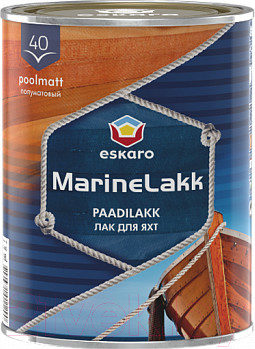 Лак яхтный Eskaro Marine Lakk 40 (950мл, полуматовый)