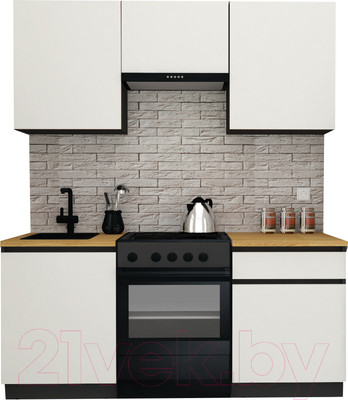 Кухонный гарнитур ВерсоМебель Эко-8 1.8 (белый фасадный/ст.золотистый дуб)