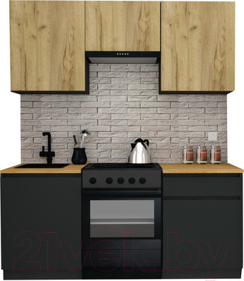 Кухонный гарнитур ВерсоМебель Эко-8 1.8 (дуб крафт золотой/антрацит/ст.золотистый дуб)