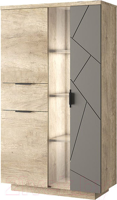 Шкаф с витриной Anrex Kaylas 1V2D1S-P (дуб каньон/силк шитаке)