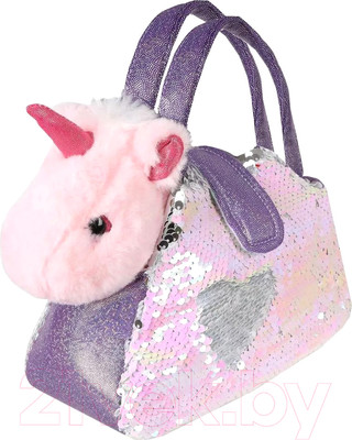 Мягкая игрушка Fluffy Family Единорог в сумочке с пайетками / 681687