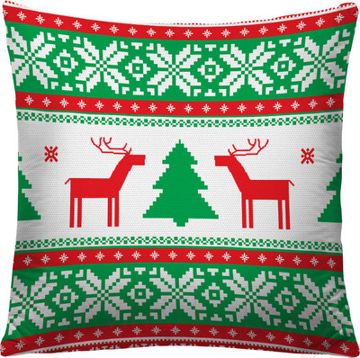 Наволочка декоративная JoyArty Узор с оленями и елкой / sl_19394