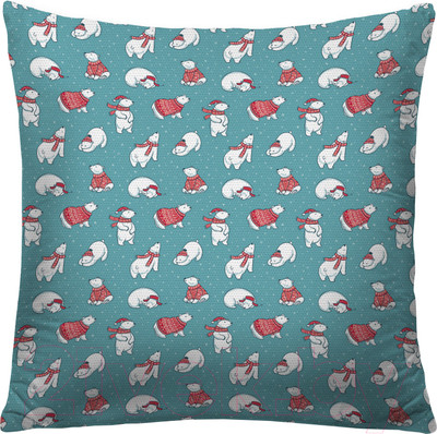 Наволочка декоративная JoyArty Рождественские полярные медведи / sl_380854