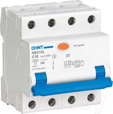 Дифференциальный автомат Chint NB310L 3P+N 16A 30мA A C 6kA (R) / 660013