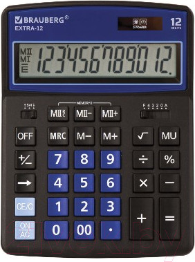 Калькулятор Brauberg Extra-12-BKBU / 250472 (черный/синий)
