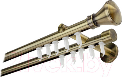 Карниз для штор Lm Decor Люксор 19/19мм 2р (антик, 3.0м)