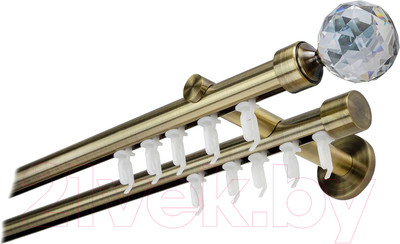 Карниз для штор Lm Decor Кристалл 19/19мм 2р (антик, 2.0м)