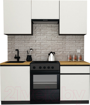 Кухонный гарнитур ВерсоМебель Эко-7 1.7 (белый фасадный/ст.золотистый дуб)