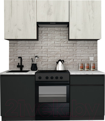 Кухонный гарнитур ВерсоМебель Эко-7 1.7 (дуб крафт белый/антрацит/ст.мрамор итальянский)