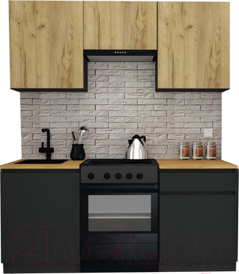Кухонный гарнитур ВерсоМебель Эко-7 1.7 (дуб крафт золотой/антрацит/ст.золотистый дуб)