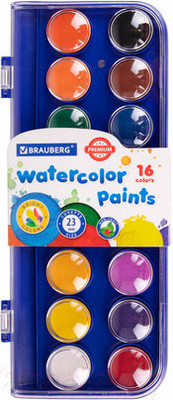 Акварельные краски Brauberg Premium / 191744 (16цв)
