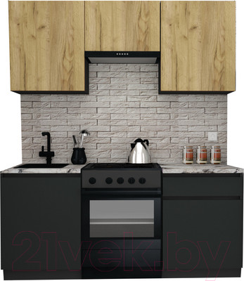Кухонный гарнитур ВерсоМебель Эко-7 1.7 (дуб крафт золотой/антрацит/ст.альберика)