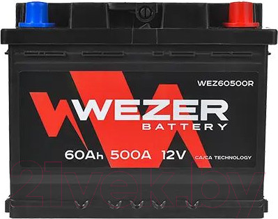 Автомобильный аккумулятор Wezer 500A R+ / WEZ60500R (60 А/ч)
