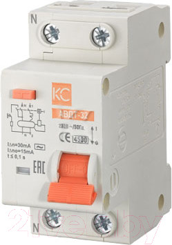 Дифференциальный автомат КС АВДТ-32 ELE 1P+N 10А/10мА тип АС х-ка C 4.5кА / 72637