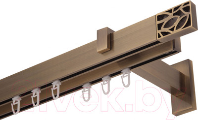 Карниз для штор Lm Decor Флэт Лайн Грид двойной (антик, 2.0м)