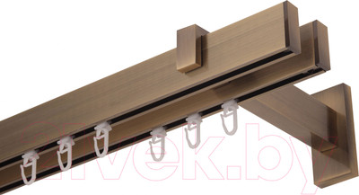 Карниз для штор Lm Decor Флэт Лайн Изи двойной (антик, 4.0м)