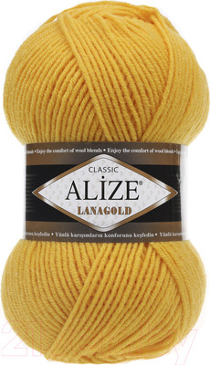 Пряжа для вязания Alize Lanagold 51% акрил, 49% шерсть / 216 (240м, желтый)